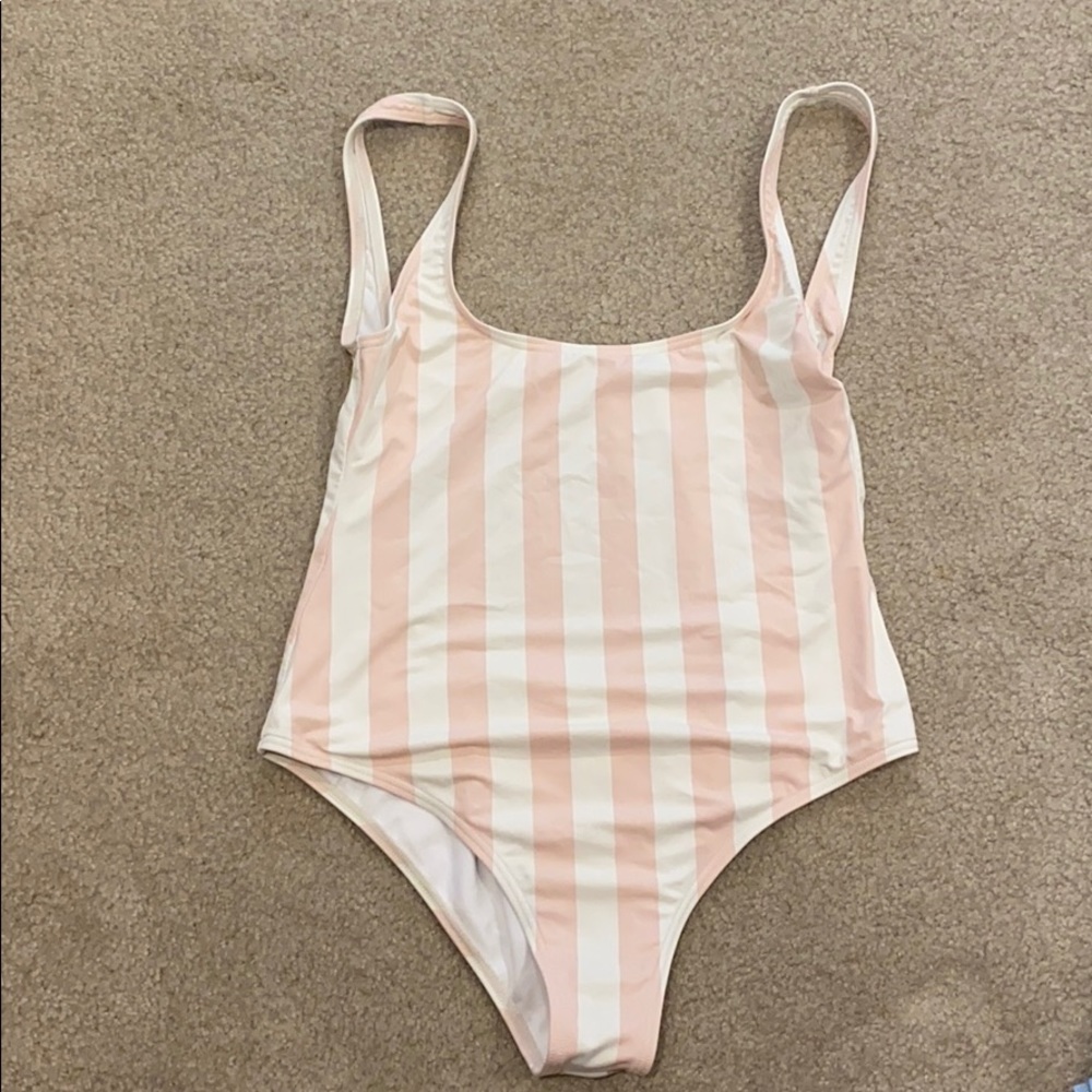 Pink and white striped One piece swimsuit!!